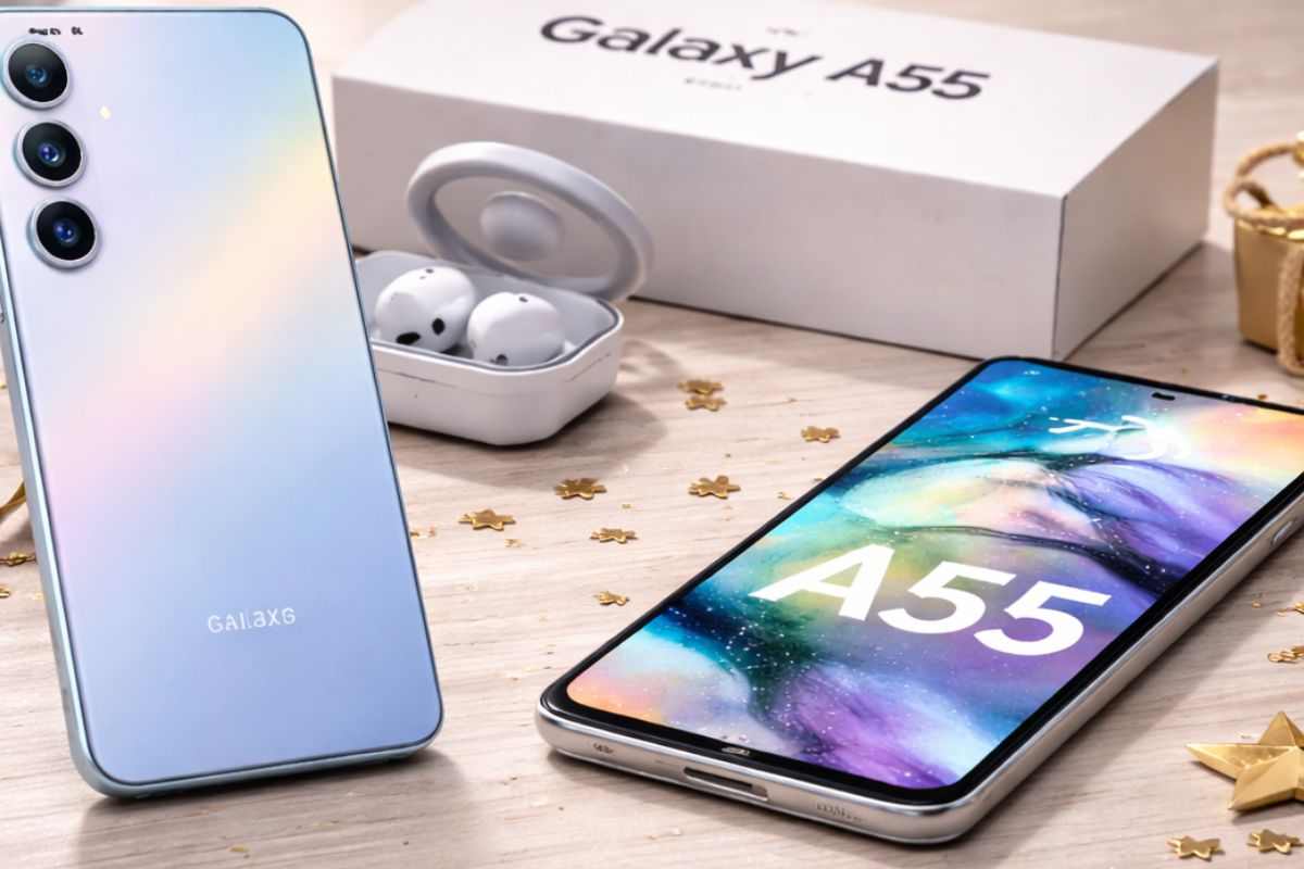 Samsung Galaxy A55 5G in offerta su Amazon: dettaglio del design in metallo e vetro